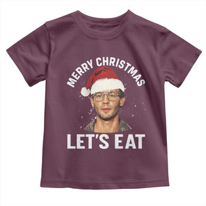 True Crime Ugly Christmas Toddler T Shirt Funny Jeffrey Dahmer Merry Xmas Lets Eat TS10 Maroon Print Your Wear