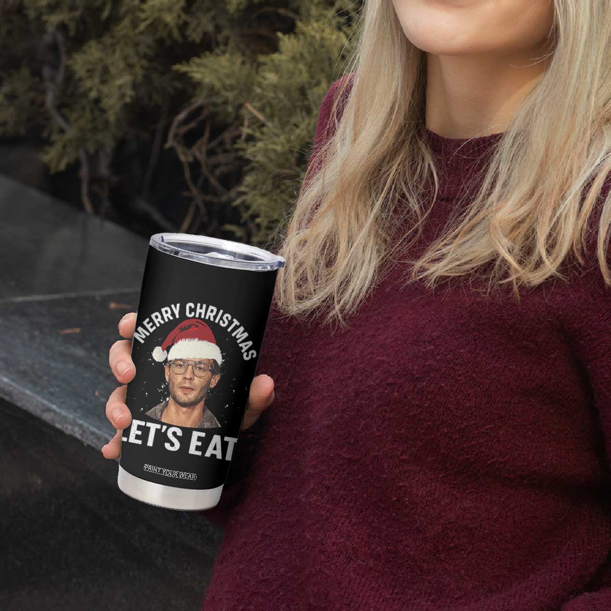 True Crime Ugly Christmas Tumbler Cup Funny Jeffrey Dahmer Merry Xmas Lets Eat TS10 Print Your Wear