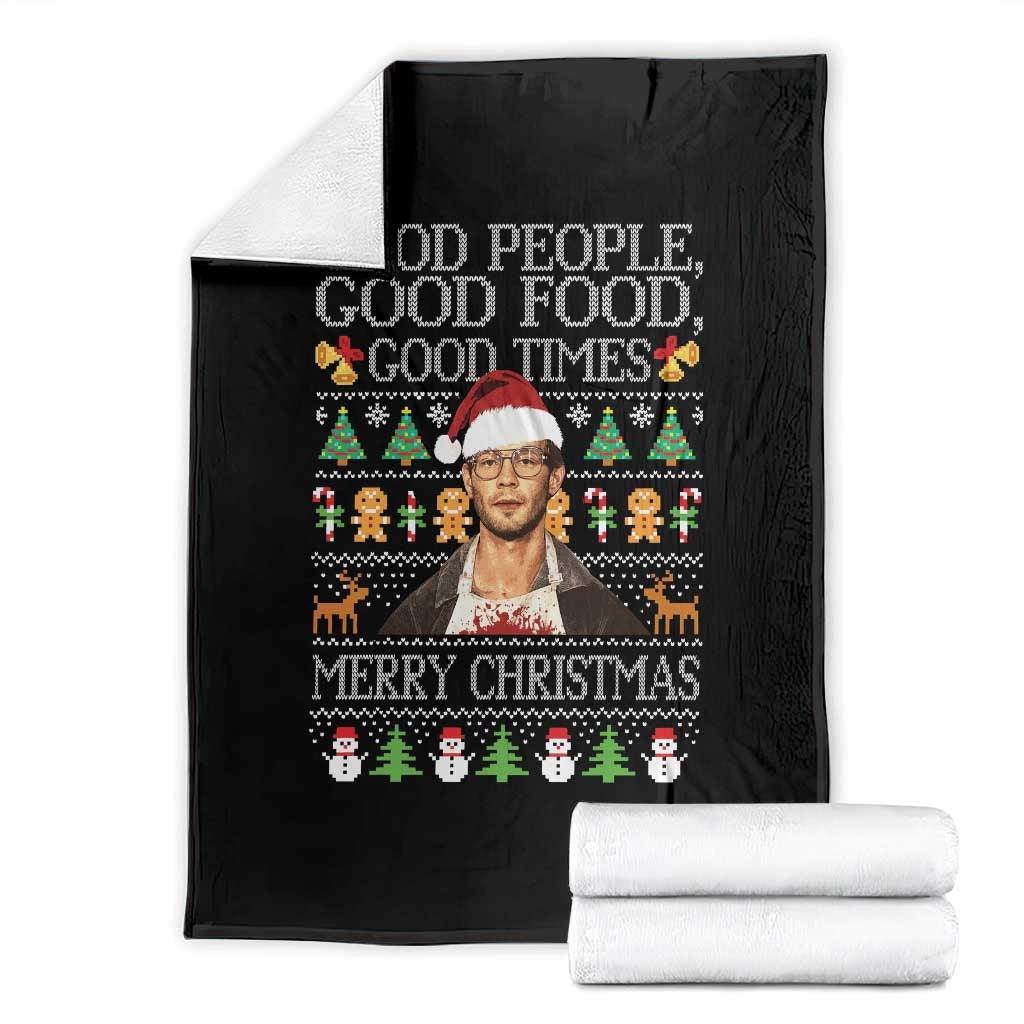 True Crime Ugly Christmas Throw Blanket Funny Jeffrey Dahmer Good Food Sick Humor TS10 Black Print Your Wear