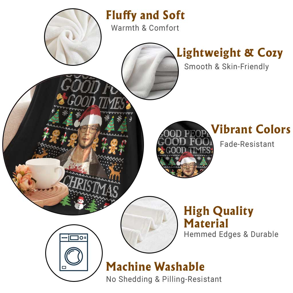 True Crime Ugly Christmas Throw Blanket Funny Jeffrey Dahmer Good Food Sick Humor TS10 Print Your Wear