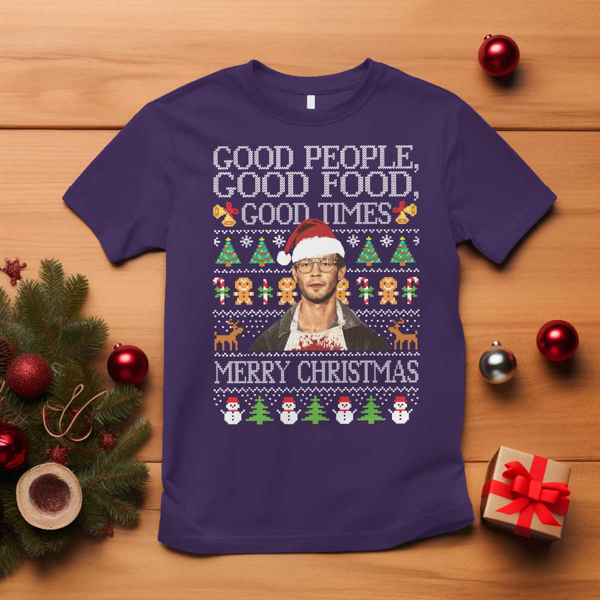 True Crime Ugly Christmas T Shirt Funny Jeffrey Dahmer Good Food Sick Humor TS10 Purple Print Your Wear