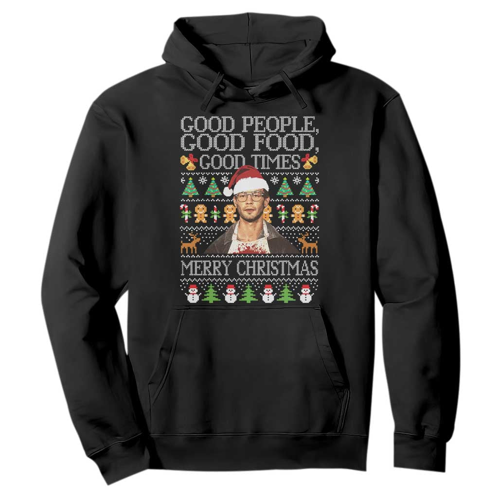 True Crime Ugly Christmas Hoodie Funny Jeffrey Dahmer Good Food Sick Humor - Print Your Wear