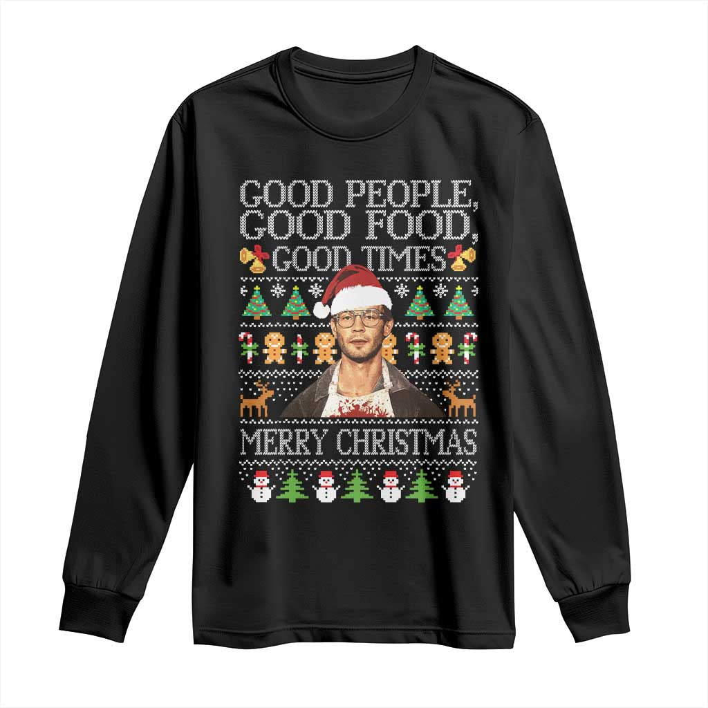 True Crime Ugly Christmas Long Sleeve Shirt Funny Jeffrey Dahmer Good Food Sick Humor TS10 Black Print Your Wear