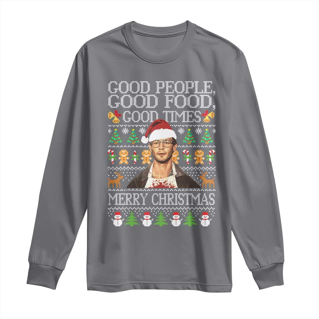 True Crime Ugly Christmas Long Sleeve Shirt Funny Jeffrey Dahmer Good Food Sick Humor TS10 Charcoal Print Your Wear