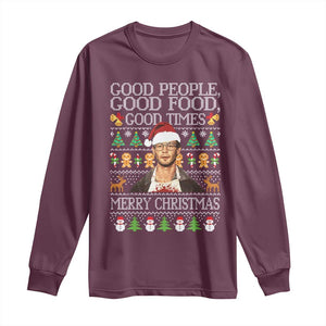 True Crime Ugly Christmas Long Sleeve Shirt Funny Jeffrey Dahmer Good Food Sick Humor TS10 Maroon Print Your Wear
