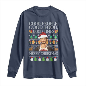 True Crime Ugly Christmas Long Sleeve Shirt Funny Jeffrey Dahmer Good Food Sick Humor TS10 Navy Print Your Wear