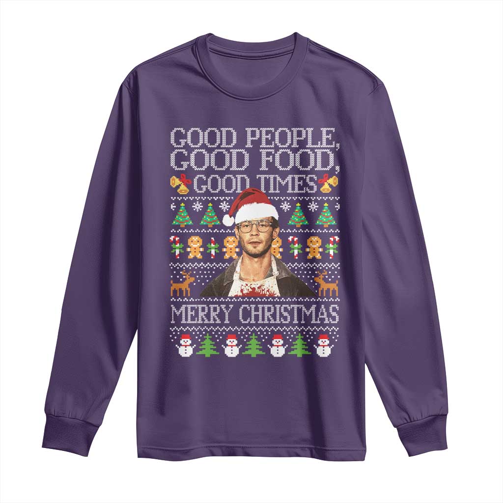 True Crime Ugly Christmas Long Sleeve Shirt Funny Jeffrey Dahmer Good Food Sick Humor TS10 Purple Print Your Wear