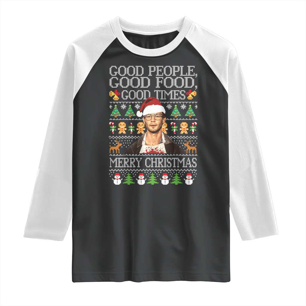 True Crime Ugly Christmas Raglan Shirt Funny Jeffrey Dahmer Good Food Sick Humor TS10 Black White Print Your Wear