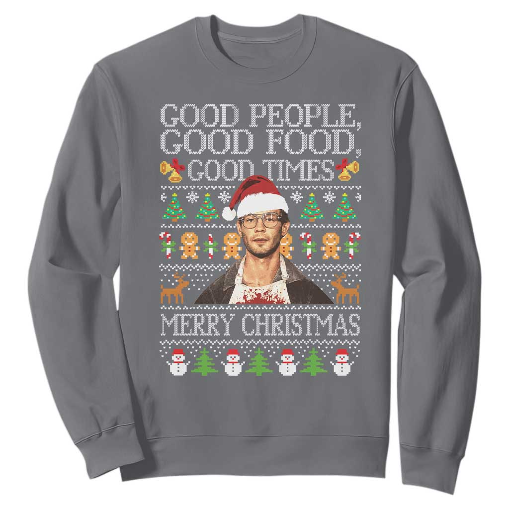 True Crime Ugly Christmas Sweatshirt Funny Jeffrey Dahmer Good Food Sick Humor TS10 Charcoal Print Your Wear