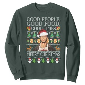 True Crime Ugly Christmas Sweatshirt Funny Jeffrey Dahmer Good Food Sick Humor TS10 Dark Forest Green Print Your Wear