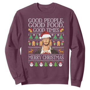 True Crime Ugly Christmas Sweatshirt Funny Jeffrey Dahmer Good Food Sick Humor TS10 Maroon Print Your Wear