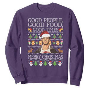 True Crime Ugly Christmas Sweatshirt Funny Jeffrey Dahmer Good Food Sick Humor TS10 Purple Print Your Wear