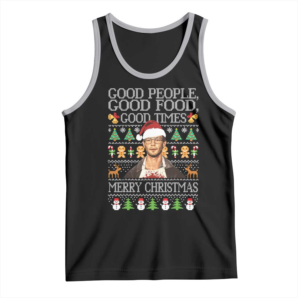 True Crime Ugly Christmas Tank Top Funny Jeffrey Dahmer Good Food Sick Humor TS10 Black Athletic Heather Print Your Wear