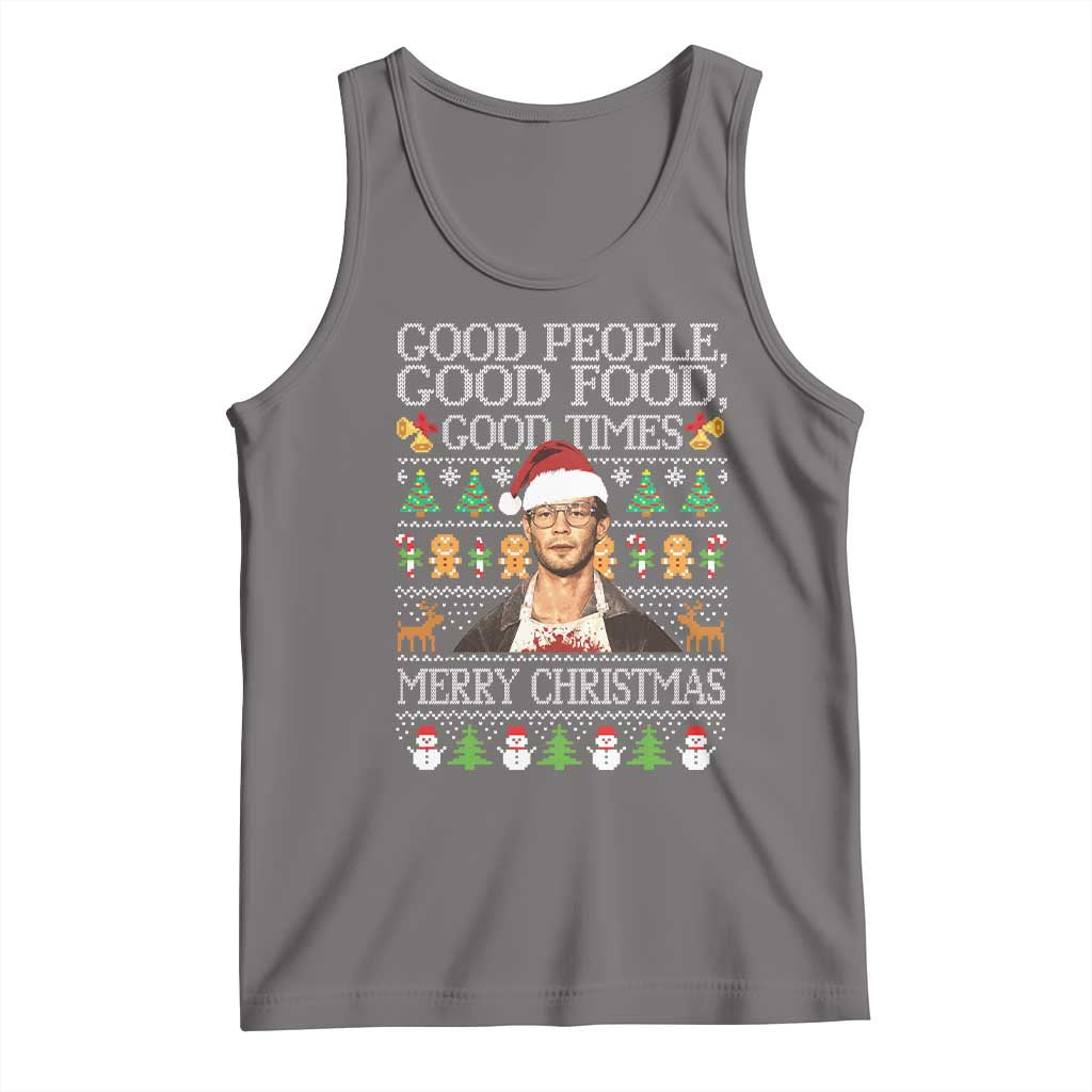 True Crime Ugly Christmas Tank Top Funny Jeffrey Dahmer Good Food Sick Humor TS10 Deep Heather Print Your Wear
