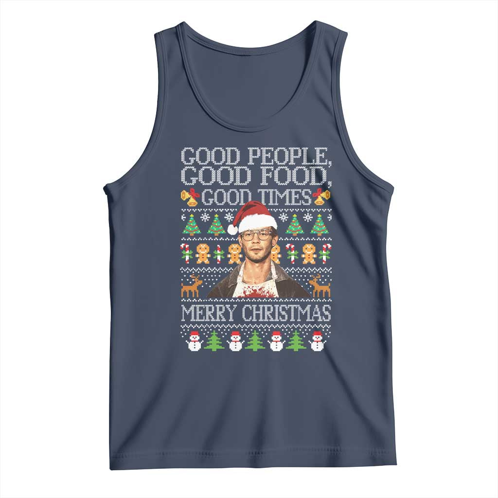 True Crime Ugly Christmas Tank Top Funny Jeffrey Dahmer Good Food Sick Humor TS10 Navy Print Your Wear