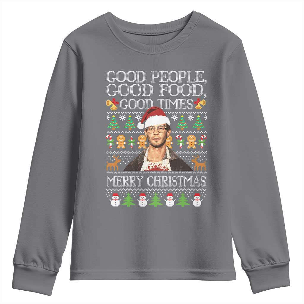 True Crime Ugly Christmas Youth Sweatshirt Funny Jeffrey Dahmer Good Food Sick Humor TS10 Charcoal Print Your Wear
