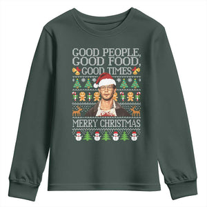 True Crime Ugly Christmas Youth Sweatshirt Funny Jeffrey Dahmer Good Food Sick Humor TS10 Dark Forest Green Print Your Wear