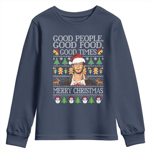 True Crime Ugly Christmas Youth Sweatshirt Funny Jeffrey Dahmer Good Food Sick Humor TS10 Navy Print Your Wear