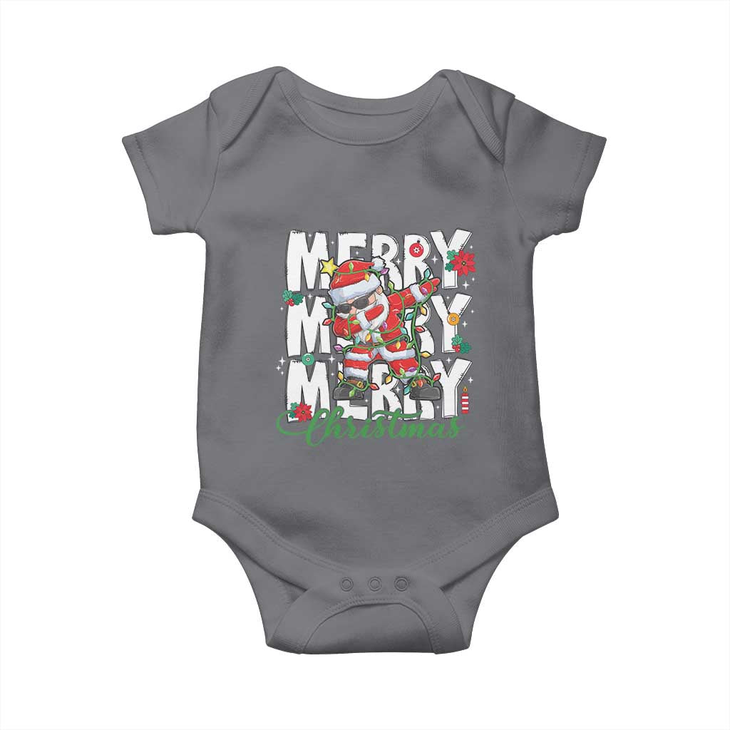 Merry Christmas Santa Baby Onesie Dabbing Santa Xmas Lights TS10 Charcoal Print Your Wear