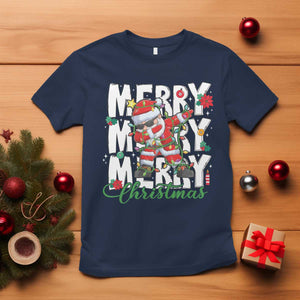 Merry Christmas Santa T Shirt Dabbing Santa Xmas Lights TS10 Navy Print Your Wear