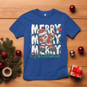 Merry Christmas Santa T Shirt Dabbing Santa Xmas Lights TS10 Royal Blue Print Your Wear