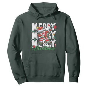 Merry Christmas Santa Hoodie Dabbing Santa Xmas Lights TS10 Dark Forest Green Print Your Wear