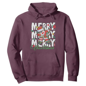 Merry Christmas Santa Hoodie Dabbing Santa Xmas Lights TS10 Maroon Print Your Wear