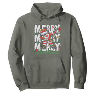 Merry Christmas Santa Hoodie Dabbing Santa Xmas Lights TS10 Military Green Print Your Wear