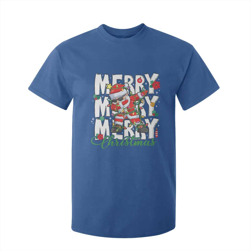 Merry Christmas Santa T Shirt For Kid Dabbing Santa Xmas Lights TS10 Royal Blue Print Your Wear