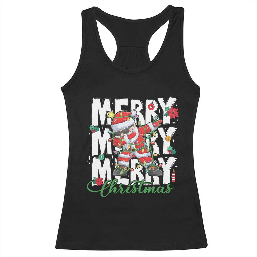 Merry Christmas Santa Racerback Tank Top Dabbing Santa Xmas Lights TS10 Black Print Your Wear