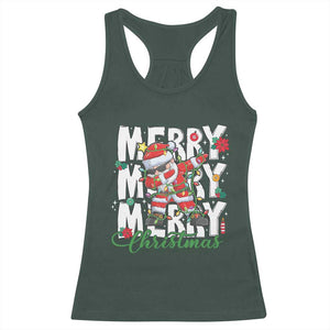 Merry Christmas Santa Racerback Tank Top Dabbing Santa Xmas Lights TS10 Dark Forest Green Print Your Wear