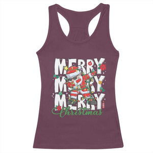 Merry Christmas Santa Racerback Tank Top Dabbing Santa Xmas Lights TS10 Maroon Print Your Wear