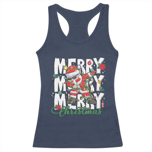 Merry Christmas Santa Racerback Tank Top Dabbing Santa Xmas Lights TS10 Navy Print Your Wear