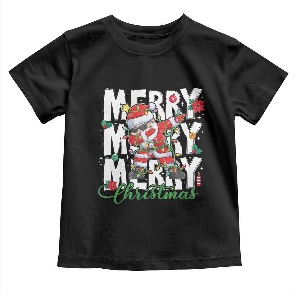Merry Christmas Santa Toddler T Shirt Dabbing Santa Xmas Lights TS10 Black Print Your Wear