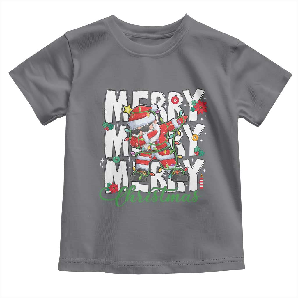 Merry Christmas Santa Toddler T Shirt Dabbing Santa Xmas Lights TS10 Charcoal Print Your Wear