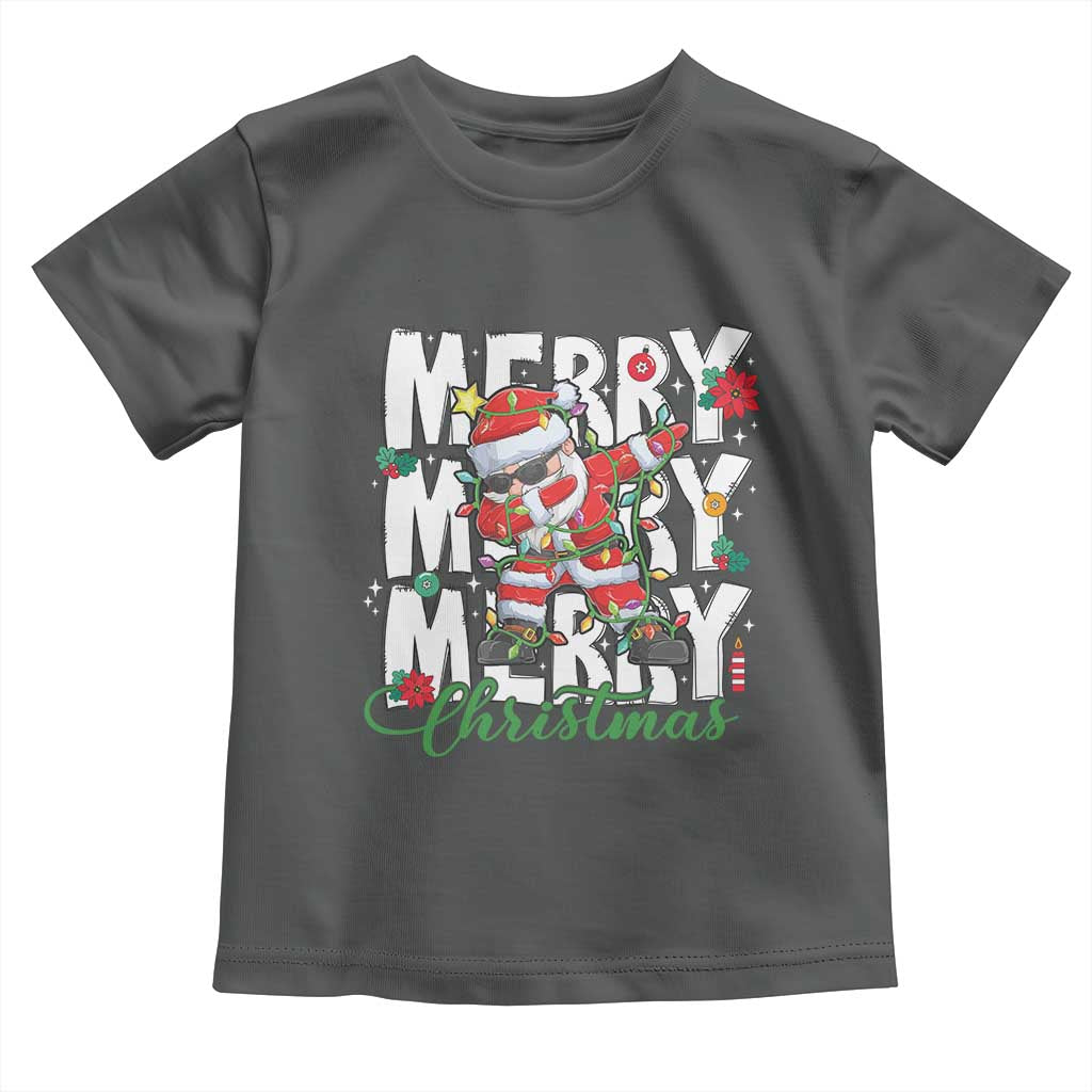 Merry Christmas Santa Toddler T Shirt Dabbing Santa Xmas Lights TS10 Dark Heather Print Your Wear