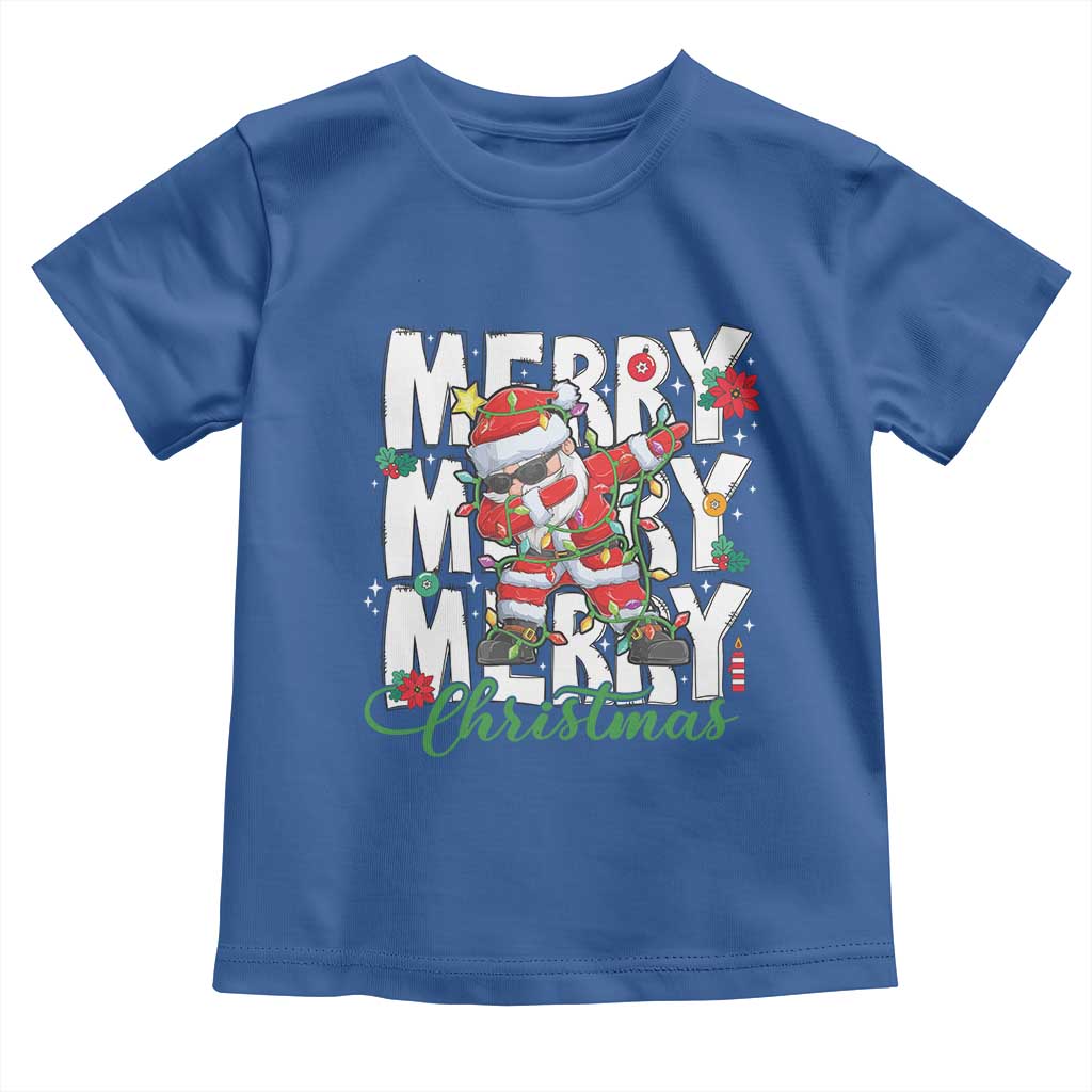 Merry Christmas Santa Toddler T Shirt Dabbing Santa Xmas Lights TS10 Royal Blue Print Your Wear