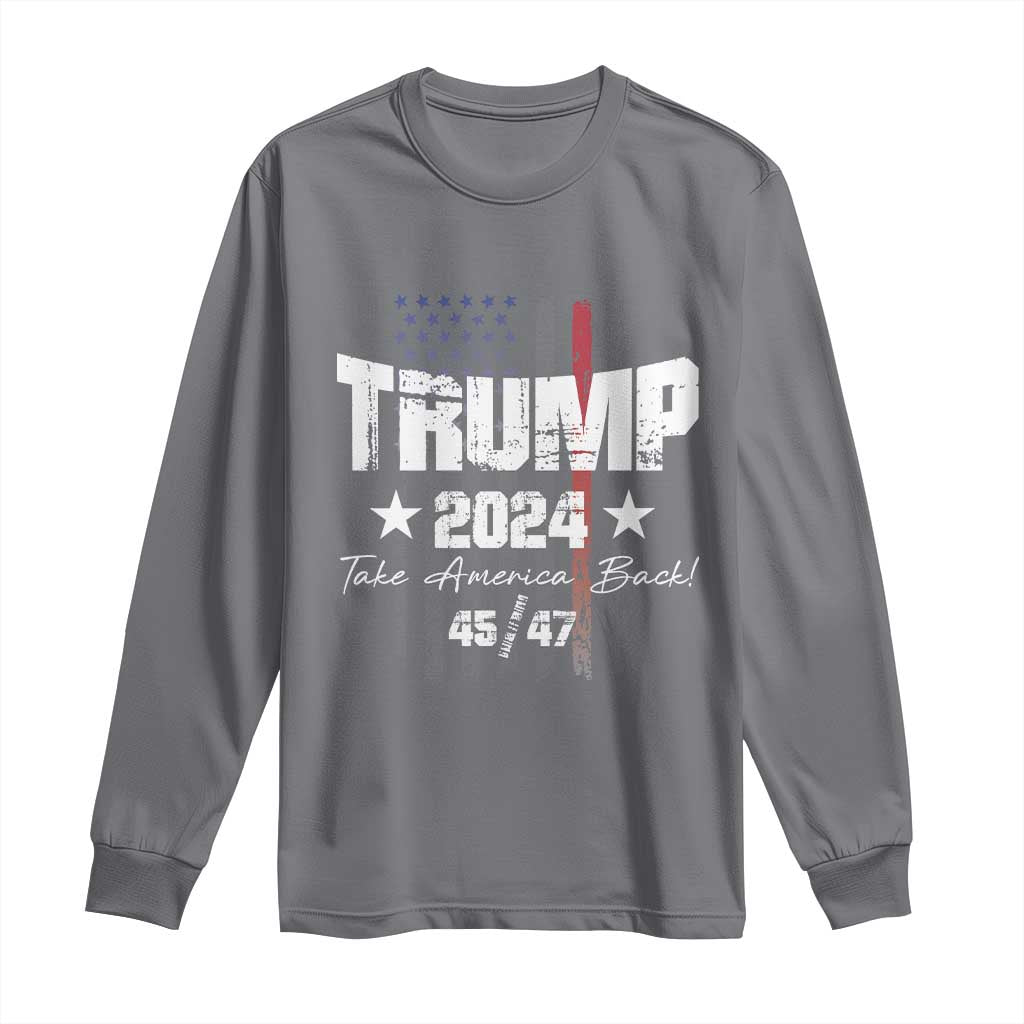 Trump 2024 Long Sleeve Shirt American Flag Vote President Republican Gifts TS10 Charcoal Print Your Wear