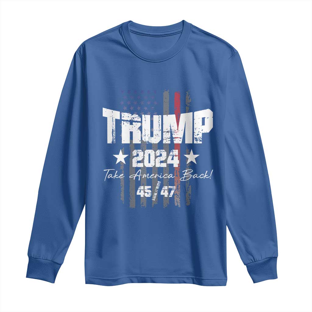 Trump 2024 Long Sleeve Shirt American Flag Vote President Republican Gifts TS10 Royal Blue Print Your Wear