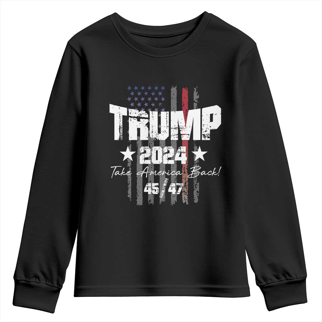 Trump 2024 Youth Sweatshirt American Flag Vote President Republican Gifts TS10 Black Print Your Wear