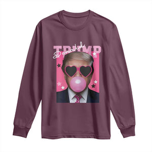 Funny Trump 2024 Long Sleeve Shirt Pink Bubble Gum TS10 Maroon Print Your Wear