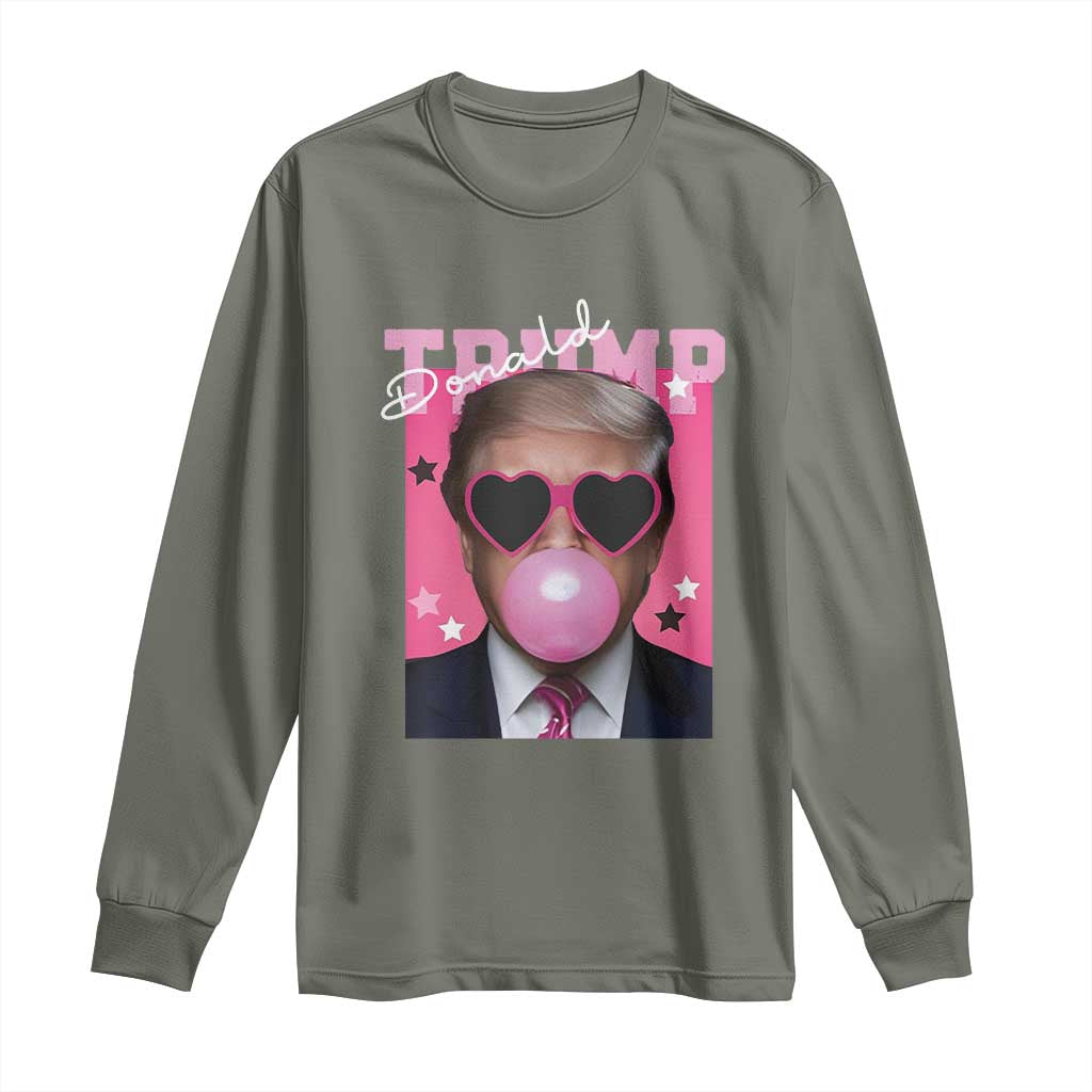 Funny Trump 2024 Long Sleeve Shirt Pink Bubble Gum TS10 Military Green Print Your Wear
