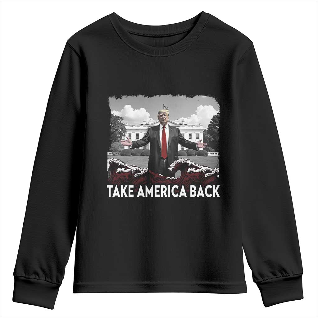 Donald Trump 2024 Youth Sweatshirt Take America Back Red Wave TS10 Black Print Your Wear