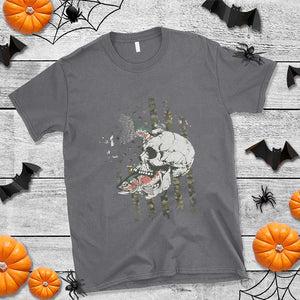 Halloween Fishing Skeleton Skull T Shirt American Flag Camo Fish Skull Fisherman Gifts TS10 Charcoal Print Your Wear