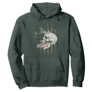 Halloween Fishing Skeleton Skull Hoodie American Flag Camo Fish Skull Fisherman Gifts TS10 Dark Forest Green Print Your Wear