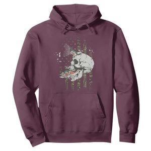 Halloween Fishing Skeleton Skull Hoodie American Flag Camo Fish Skull Fisherman Gifts TS10 Maroon Print Your Wear