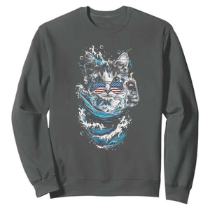 Blue Wave Cat Ladies For Kamala Harris Sweatshirt TS10 Dark Heather Print Your Wear