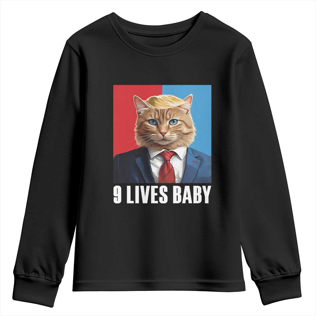 Cat Trump 2024 Youth Sweatshirt 9 Lives Baby TS10 Black Print Your Wear