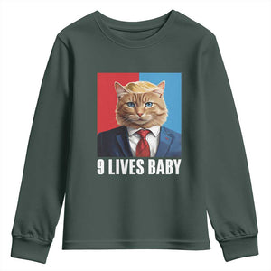 Cat Trump 2024 Youth Sweatshirt 9 Lives Baby TS10 Dark Forest Green Print Your Wear