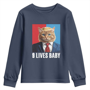 Cat Trump 2024 Youth Sweatshirt 9 Lives Baby TS10 Navy Print Your Wear